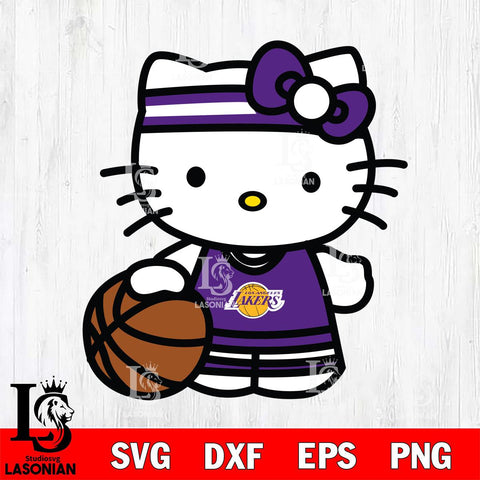 Los Angeles Lakers Hello Kitty basketball 3 Svg Eps Dxf Png File, Digital Download, Instant Download