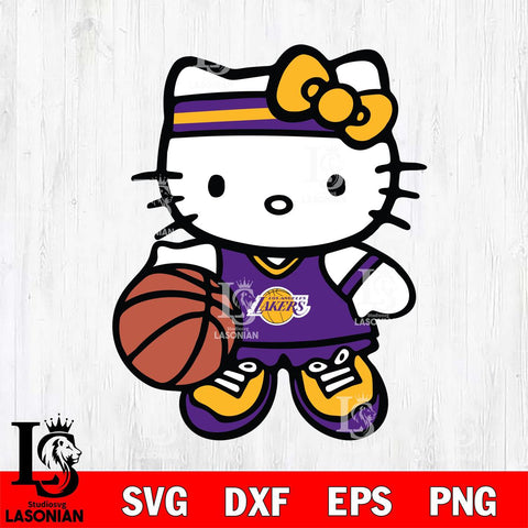 Los Angeles Lakers Hello Kitty basketball Svg Eps Dxf Png File, Digital Download, Instant Download