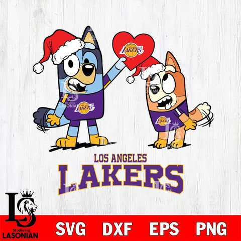 Los Angeles Lakers Love Bluey Christmas Svg Eps Dxf Png File, Digital Download