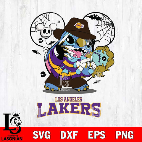 Los Angeles Lakers Stitch Freddy Krueger Halloween Svg Eps Dxf Png File, Digital Download, Instant Download