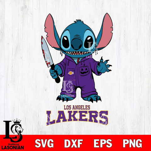 Los Angeles Lakers Stitch Horror 2 Svg Eps Dxf Png File, NBA svg, Digital Download, Instant Download