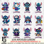 Los Angeles Lakers Stitch Horror Bundle 12 SVG Svg Eps Dxf Png File, Bundle NBA svg, Digital Download, Instant Download