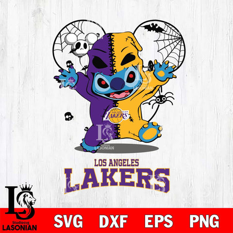 Los Angeles Lakers Stitch Horror Halloween 2 Svg Eps Dxf Png File, Digital Download, Instant Download