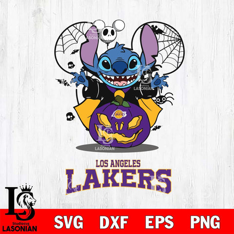 Los Angeles Lakers Stitch Horror Halloween Svg Eps Dxf Png File, Digital Download, Instant Download