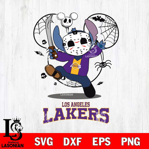 Los Angeles Lakers Stitch jason voorhees Halloween Svg Eps Dxf Png File, Digital Download, Instant Download