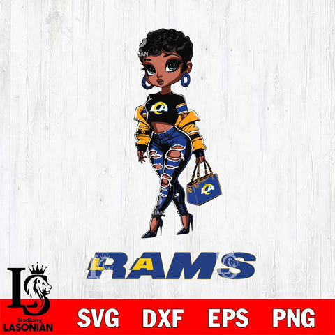 Los Angeles Rams Beautiful Black Fan Girl Svg Eps Dxf Png File, Digital Download, Instant Download