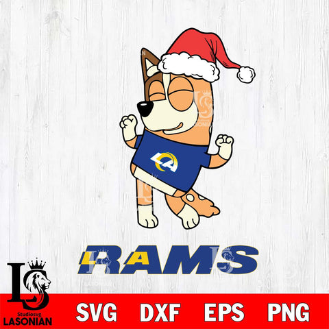 Los Angeles Rams Bluey Chilli Happy Christmas Svg Eps Dxf Png File, Digital Download