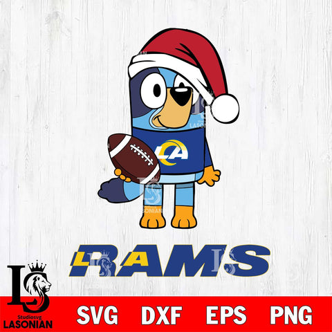 Los Angeles Rams Bluey Christmas Svg Eps Dxf Png File, Digital Download