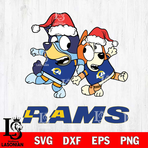 Los Angeles Rams Bluey Christmas Holiday Svg Eps Dxf Png File, Digital Download