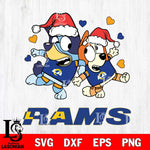 Los Angeles Rams Bluey Christmas NFL Svg Eps Dxf Png File, Digital Download