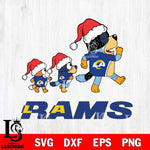 Los Angeles Rams Bluey Family Christmas Svg Eps Dxf Png File, Digital Download