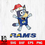 Los Angeles Rams Bluey Happy Christmas Svg Eps Dxf Png File, Digital Download