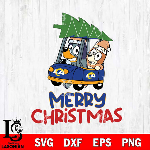 Los Angeles Rams Bluey Merry Christmas Svg Eps Dxf Png File, Digital Download