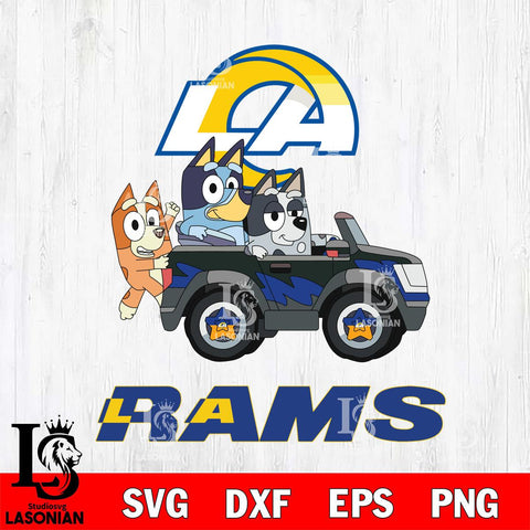 Los Angeles Rams Bluey friends car Svg Eps Dxf Png File, Digital Download, Instant Download