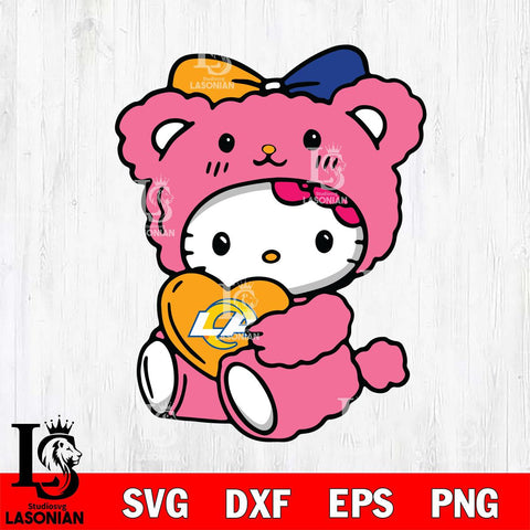 Los Angeles Rams Cute Hello Kitty 3 Svg Eps Dxf Png File, Digital Download, Instant Download