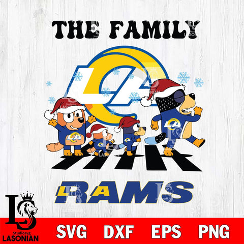 Los Angeles Rams Family Bluey Christmas Svg Eps Dxf Png File, Digital Download