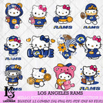 Los Angeles Rams Hello Kitty Bundle 12 SVG Svg Eps Dxf Png File, Digital Download, Instant Download