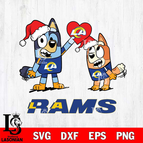 Los Angeles Rams Love Bluey Christmas Svg Eps Dxf Png File, Digital Download