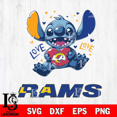 Los Angeles Rams Love Stitch, Svg Eps Dxf Png File, Digital Download