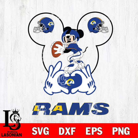 Los Angeles Rams Mickey Heart Rugby Svg Eps Dxf Png File, Digital Download ,Instant Download, Cricut File