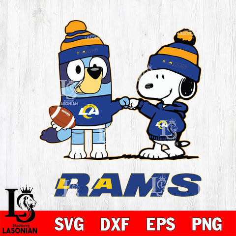 Los Angeles Rams Snoopy & Bluey Football Svg Eps Dxf Png File,NFL Svg Files,Christmas svg ,Digital Download ,Instant Download