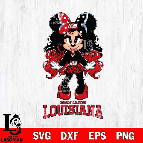 Louisiana Ragin' Cajuns Beauty Minnie Mouse Svg Eps Dxf Png File, Digital Download, Instant Download