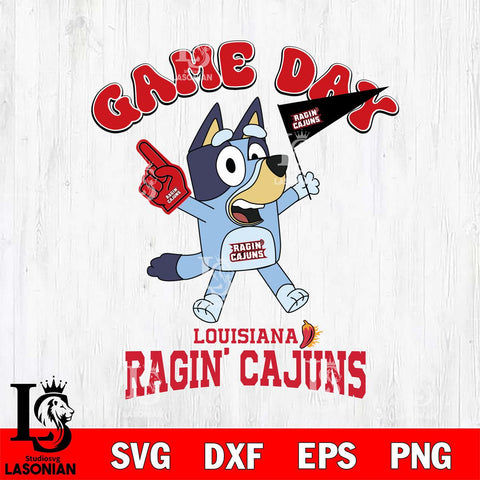 Louisiana Ragin' Cajuns Bluey Game Day Svg Eps Dxf Png File, Digital Download, Instant Download