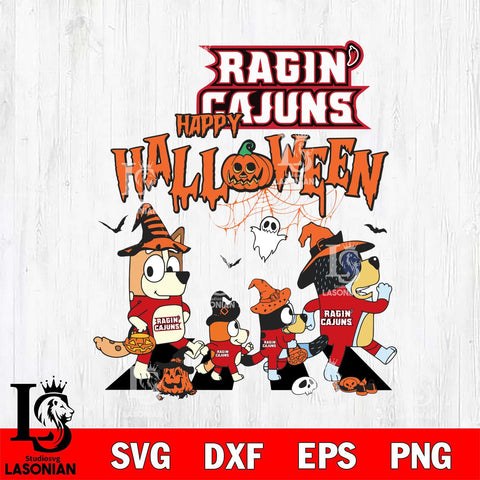 Louisiana Ragin' Cajuns Bluey Halloween Family Svg Eps Dxf Png File, Digital Download, Instant Download