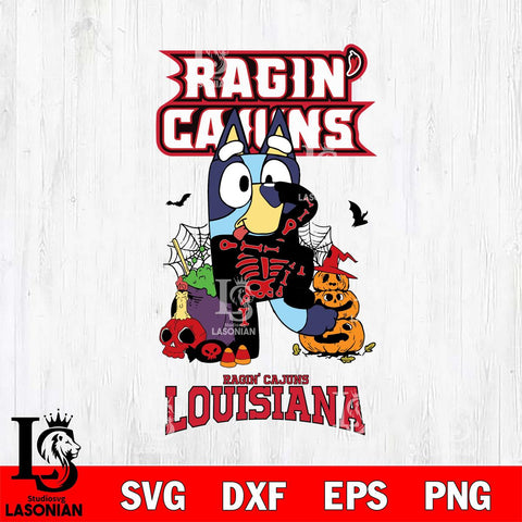 Louisiana Ragin' Cajuns Bluey Halloween NCAA 2 Svg Eps Dxf Png File, Digital Download, Instant Download