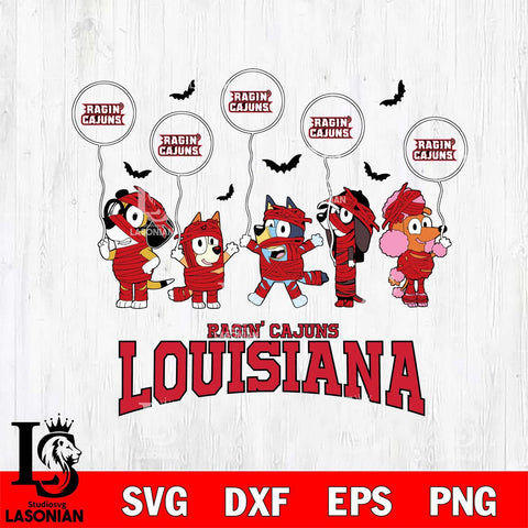 Louisiana Ragin' Cajuns Bluey Halloween Spooky Svg Eps Dxf Png File, Digital Download, Instant Download