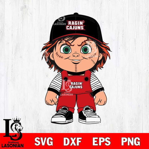 Louisiana Ragin' Cajuns Chucky Horror Svg Eps Dxf Png File, NCAA svg, Digital Download, Instant Download