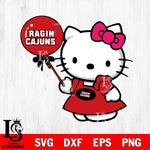 Louisiana Ragin' Cajuns Cute Hello Kitty 2 Svg Eps Dxf Png File, Digital Download, Instant Download