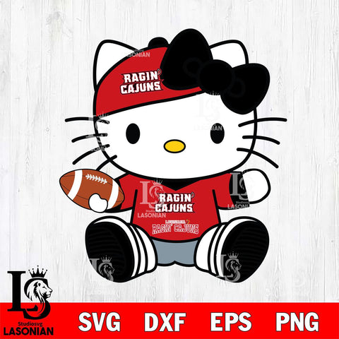 Louisiana Ragin' Cajuns Cute Hello Kitty Football 11 Svg Eps Dxf Png File, NCAA svg, Digital Download, Instant Download