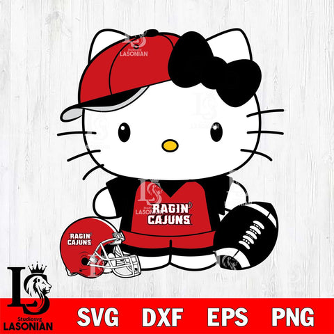 Louisiana Ragin' Cajuns Cute Hello Kitty Football 4 Svg Eps Dxf Png File, NCAA svg, Digital Download, Instant Download