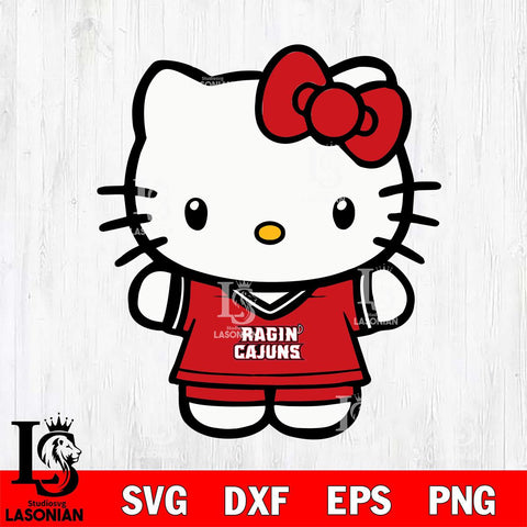 Louisiana Ragin' Cajuns Cute Hello Kitty Football 6 Svg Eps Dxf Png File, NCAA svg, Digital Download, Instant Download