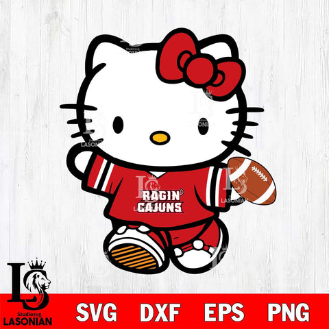 Louisiana Ragin' Cajuns Cute Hello Kitty Football 7 Svg Eps Dxf Png File, NCAA svg, Digital Download, Instant Download