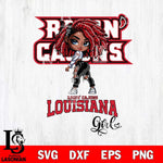 Louisiana Ragin' Cajuns Fan Girl Svg Eps Dxf Png File, Digital Download, Instant Download