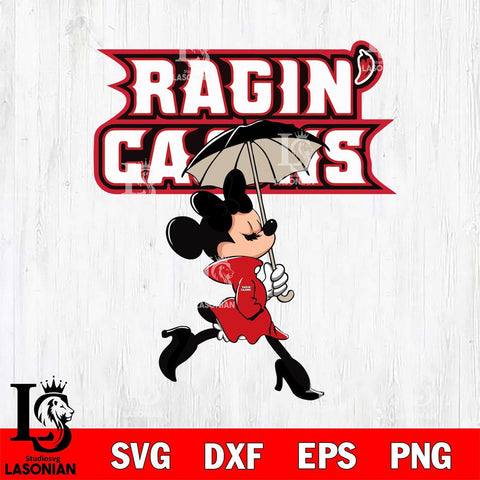 Louisiana Ragin' Cajuns Fancy Minnie Svg Eps Dxf Png File, Digital Download, Instant Download