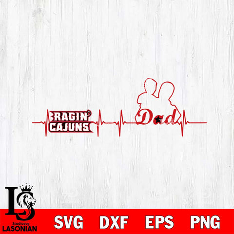 Louisiana Ragin' Cajuns Father Heart Beat Svg Eps Dxf Png File, Digital Download, Instant Download