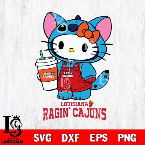 Louisiana Ragin' Cajuns Hello Kitty Stitch Svg Eps Dxf Png File, NCAA svg, Digital Download, Instant Download