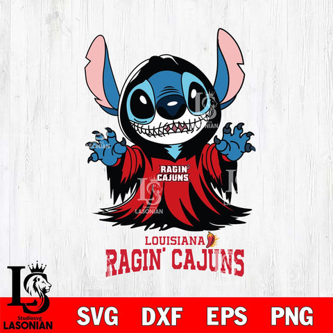 Louisiana Ragin' Cajuns Stitch Ghost Svg Eps Dxf Png File, NCAA svg, Digital Download, Instant Download