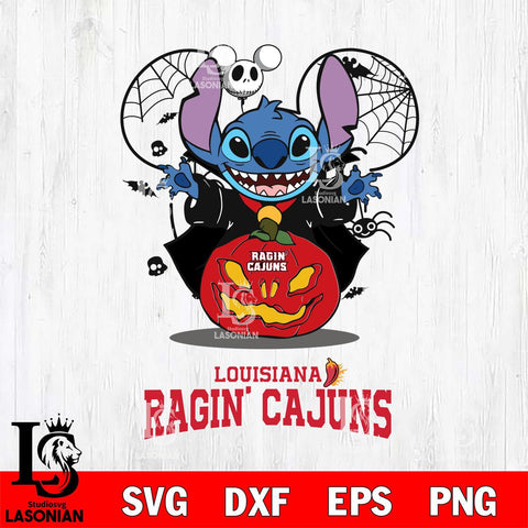 Louisiana Ragin' Cajuns Stitch Horror Halloween Svg Eps Dxf Png File, Digital Download, Instant Download