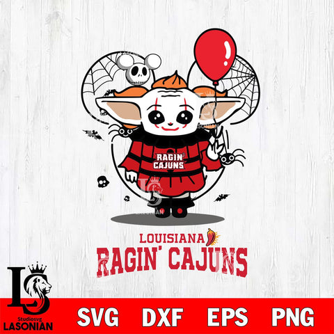 Louisiana Ragin' Cajuns Stitch Pennywise Halloween Svg Eps Dxf Png File, Digital Download, Instant Download