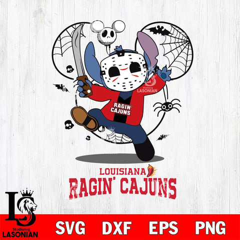 Louisiana Ragin' Cajuns Stitch jason voorhees Halloween Svg Eps Dxf Png File, Digital Download, Instant Download