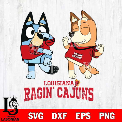 Louisiana Ragin' Cajuns Bluey Chilli Sport Svg Eps Dxf Png File, Digital Download, Instant Download