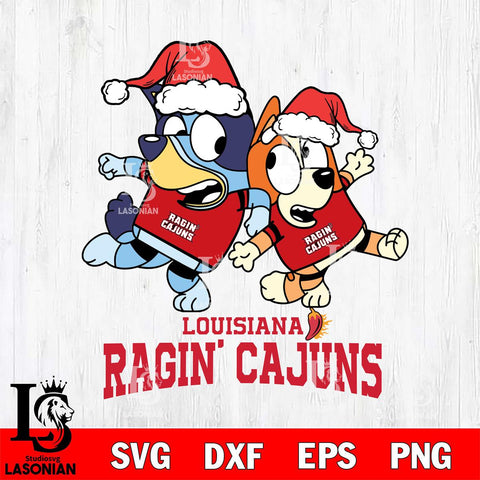 Louisiana Ragin' Cajuns Bluey Christmas Holiday Svg Eps Dxf Png File, Digital Download