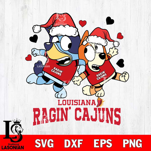 Louisiana Ragin' Cajuns Bluey Christmas NFL Svg Eps Dxf Png File, Digital Download