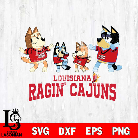 Louisiana Ragin' Cajuns Bluey Dance Squats Svg Eps Dxf Png File, Digital Download, Instant Download