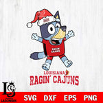 Louisiana Ragin' Cajuns Bluey Happy Christmas Svg Eps Dxf Png File, Digital Download