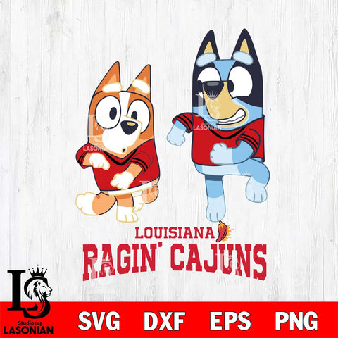 Louisiana Ragin' Cajuns Bluey with Chilli Dance Svg Eps Dxf Png File, Digital Download, Instant Download